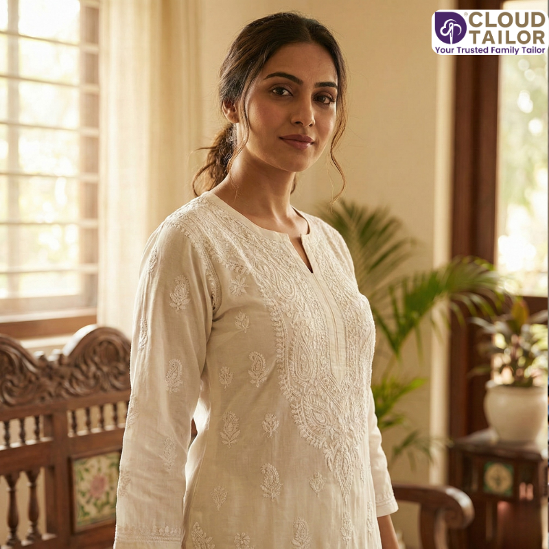 Elegant outfit featuring delicate **Saree Embroidery** in a classic design.