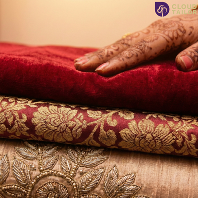 “Luxurious fabrics for CloudTailor’s winter bride dresses from the new winter collection.”