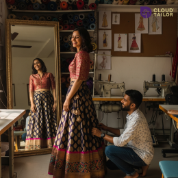 upcycled old saree into skirt or lehenga